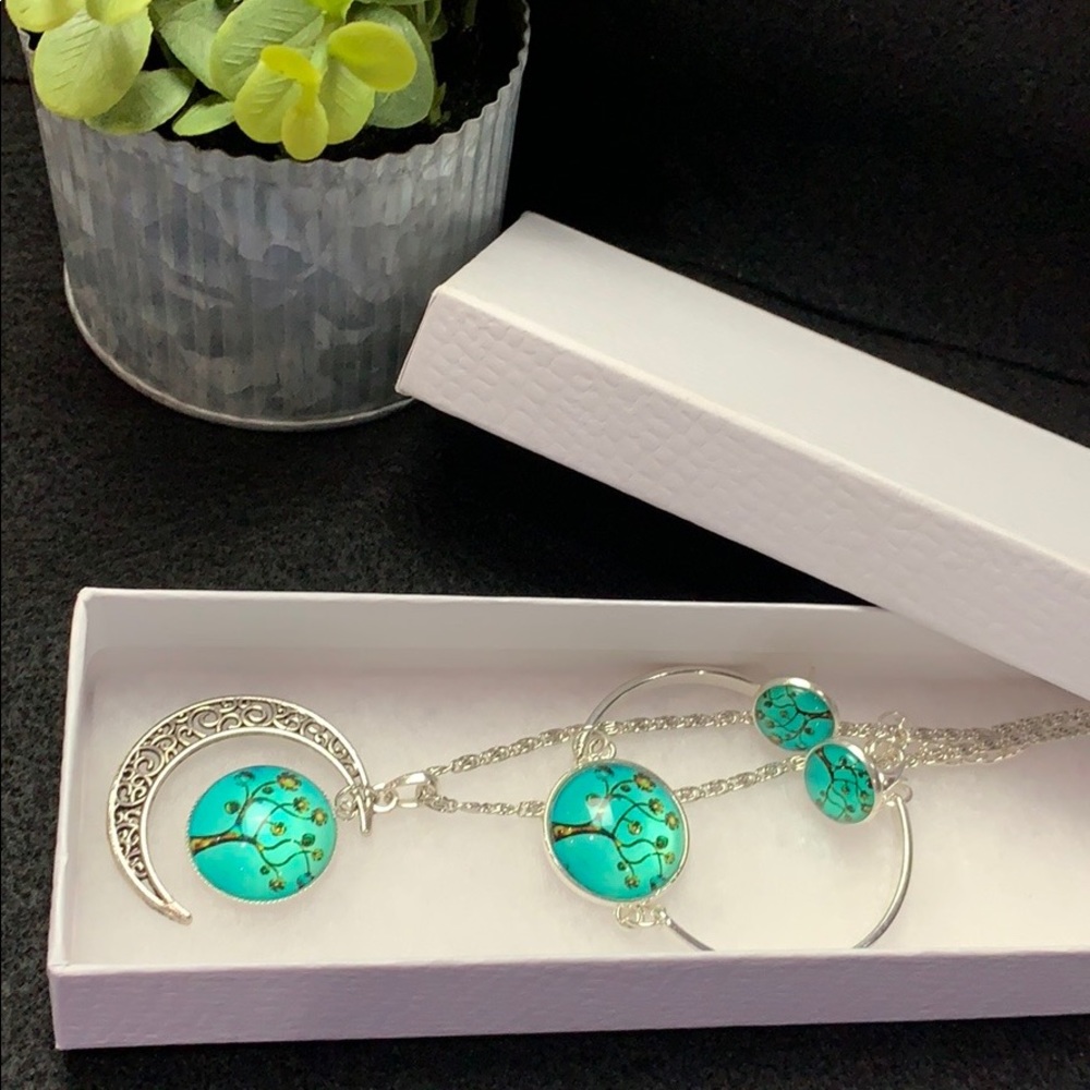 Turquoise and Silver Boxed Jewelry Gift Set
